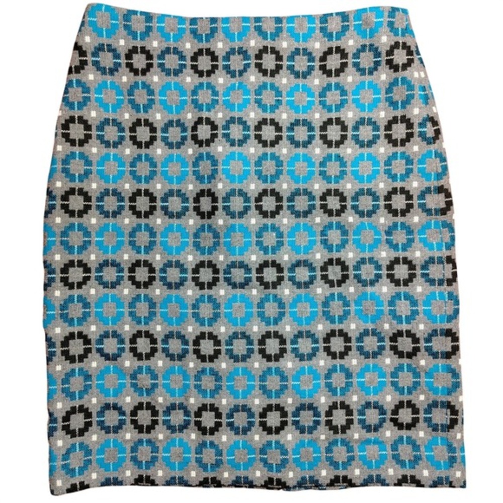 Talbots Petites Geometric Pattern Pencil Skirt Blue Gray Black Women Size 6P‎